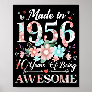 70-jarige gemaakt in 1956 bloem 70ste verjaardag v poster