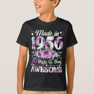 70-jarige gemaakt in 1956 bloem 70ste verjaardag v t-shirt