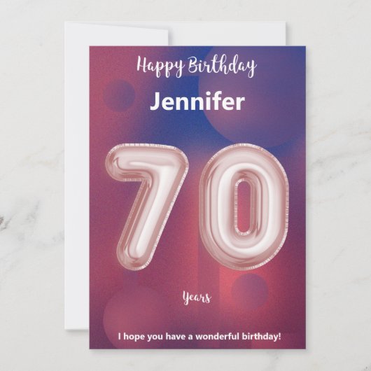 70-jarige Happy Birthday-kaart (Voorkant)