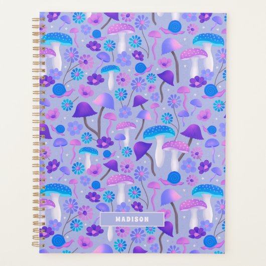  70-jarige paddenstoelen slak Turquoise Blue Paars Planner (Voorkant)