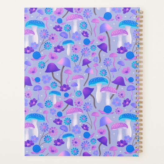  70-jarige paddenstoelen slak Turquoise Blue Paars Planner (Achterkant)