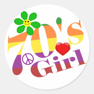 70-jarige tickers van de Girl Retro Ronde Sticker