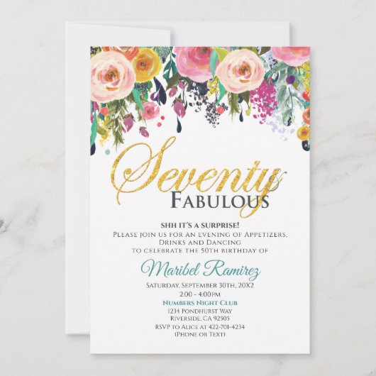 70 Jubileum Fabulous Invitation Kaart (Voorkant)