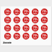 70% KORTING Rood Achtergrond Klassieke Ronde Stick Sticker (Vel)