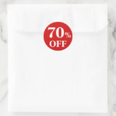 70% KORTING Rood Achtergrond Klassieke Ronde Stick Sticker (Tas)