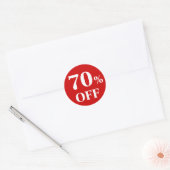 70% KORTING Rood Achtergrond Klassieke Ronde Stick Sticker (Envelop)