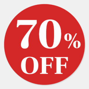 70% KORTING Rood Achtergrond Klassieke Ronde Stick Sticker