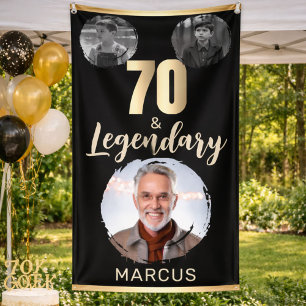 70 & Legendarisch 3 Foto's 70e Verjaardag Goud Spandoek