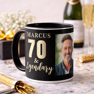 70 & Legendarische Gouden 70e Verjaardagsfoto Mok