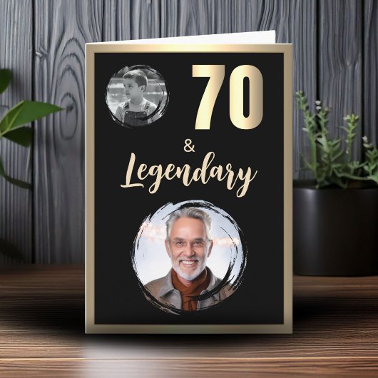 70 & Legendary 2 foto's 70e verjaardag goud Kaart