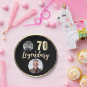 70 & Legendary 2 foto's 70e verjaardag goud Papieren Bordje (Feest)