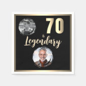 70 & Legendary 2 foto's 70e verjaardag goud Servet (Voorkant)