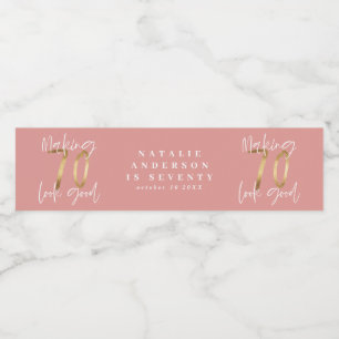 70 lijken een goed goud verjaardagsfeest waterfles etiket