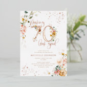 70-look Good Floral Roos Gold Folie Uitnodiging (Staand Voorkant)