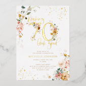 70-look Good Pink Floral Gold Folie Uitnodiging (Voorkant)