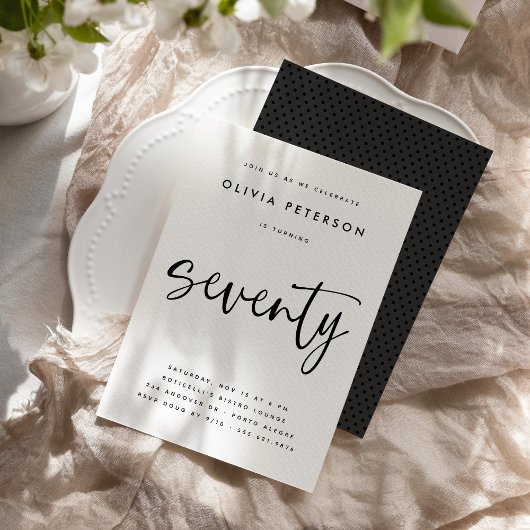 70 moderne B & W 70e verjaardag partij typografie Kaart