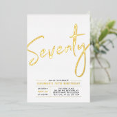 70 | Moderne goudprijs 70e verjaardag Folie IV Folie Uitnodiging (Staand Voorkant)