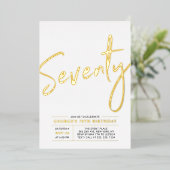 70 | Moderne goudprijs 70e verjaardag Folie IV Uitnodiging (Staand Voorkant)
