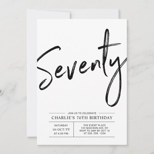 70 | Moderne uitnodiging van de 70e verjaardag van (Voorkant)