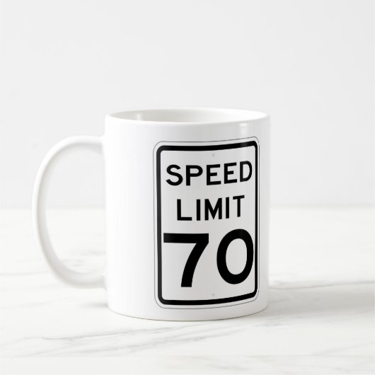 70 MPH Road Sign Coffee Cup Koffiemok (Links)