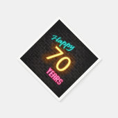 70 neonteken op bakstenen muur gloeien servet (Hoek)