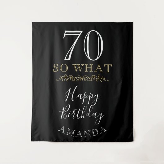 70 Nou en dan Funny Quote Zwarte Elegante 70ste Ve Wandkleed (Voorkant)