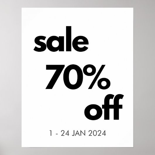 70% Off Sale Sign, Boutique Clearance Sale Poster (Voorkant)