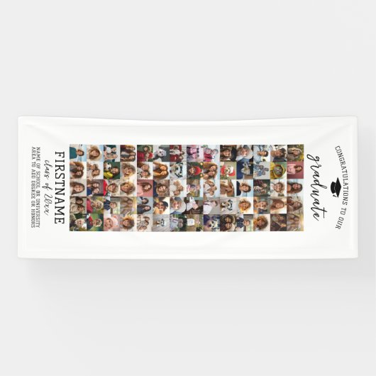 70 Photo Collage Afstuderen Modern Minimal White Spandoek (Horizontaal)