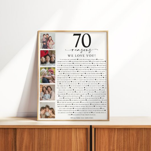 70 Reasons We Love You Birthday or Anniversary Perfect Poster
