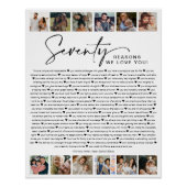 70 Reasons We Love You Birthday Photo Collage Perfect Poster (Voorkant)