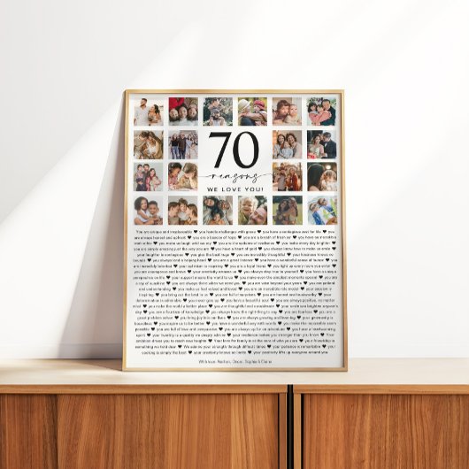 70 Reasons We Love You Photo Collage Keepsake Gift Perfect Poster