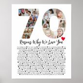 70 redenen waarom we van je houden 70e verjaardag  poster (Voorkant)