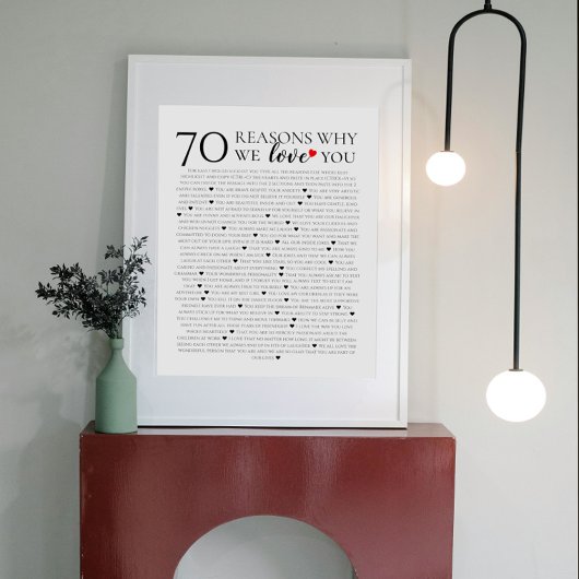 70 redenen waarom we van je houden 80e 60e 50e ver poster