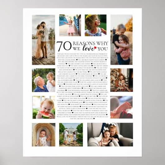 70 redenen waarom we van je houden Fotocollage Ver Poster (Voorkant)