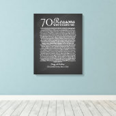 70 redenen waarom we van je verjaardagscadeau houd canvas afdruk (Insitu (Houten vloer))