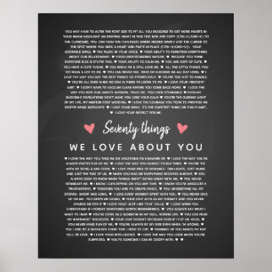 70 redenen waarom we van je verjaardagscadeau houd poster