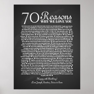 70 redenen waarom we van je verjaardagscadeau houd poster