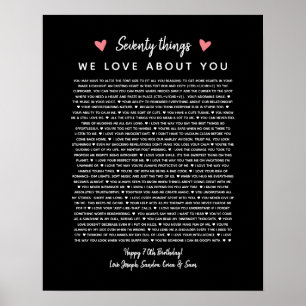 70 redenen waarom we van je verjaardagscadeau houd poster