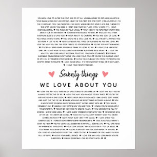 70 redenen waarom we van je verjaardagscadeau houd poster