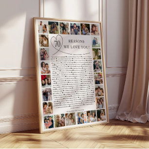 70 Redenen Waarom We Van Jou Houden Foto Collage A Perfect Poster