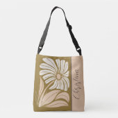 70 Retro Peach-Ivory-Brown Single Flower Crossbody Tas (Achterkant)