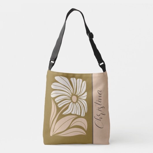 70 Retro Peach-Ivory-Brown Single Flower Crossbody Tas (Achterkant)