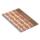 70 Retro roze bruine ventilatorvermogenspatroon Notitieboek (Rechterzijde)