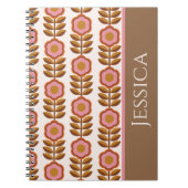 70 Retro roze bruine ventilatorvermogenspatroon Notitieboek (Voorkant)