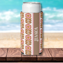 70 Retro roze bruine ventilatorvermogenspatroon Seltzer Blikjeskoeler