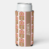 70 Retro roze bruine ventilatorvermogenspatroon Seltzer Blikjeskoeler (Seltzer Voorkant)