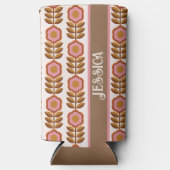 70 Retro roze bruine ventilatorvermogenspatroon Seltzer Blikjeskoeler (Voorkant)