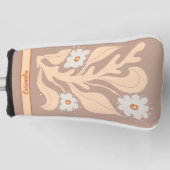 70 Retro White en Oranje ventilatorvermogen Golfheadcover (Voorkant)