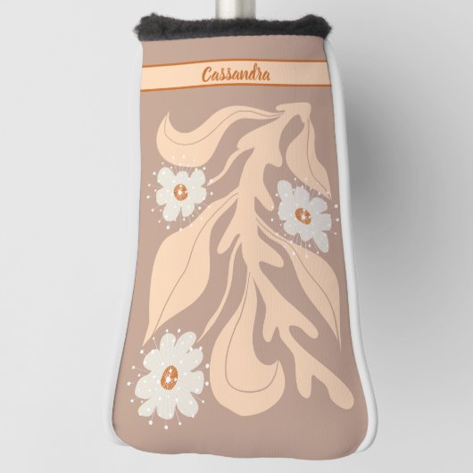 70 Retro White en Oranje ventilatorvermogen Golfheadcover (Draai 90)