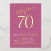 70 Roze 70e verjaardag Gold Folie Uitnodiging (Voorkant)